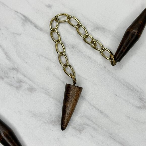 Wood Beaded Gold Tone Metal Chain Link Belt One Size (OS) ✨ - Picture 12 of 12